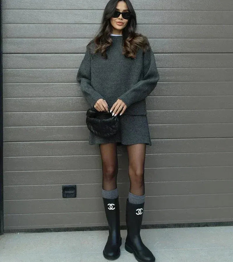 Conjunto Mujer de Punto Oversize Minifalda