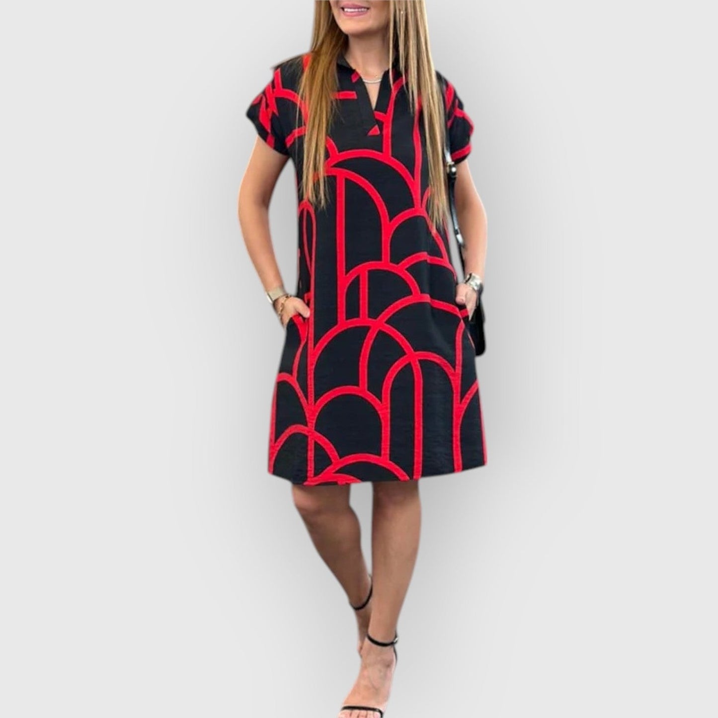 Vestido recto mujer Cuello polo Manga corta
