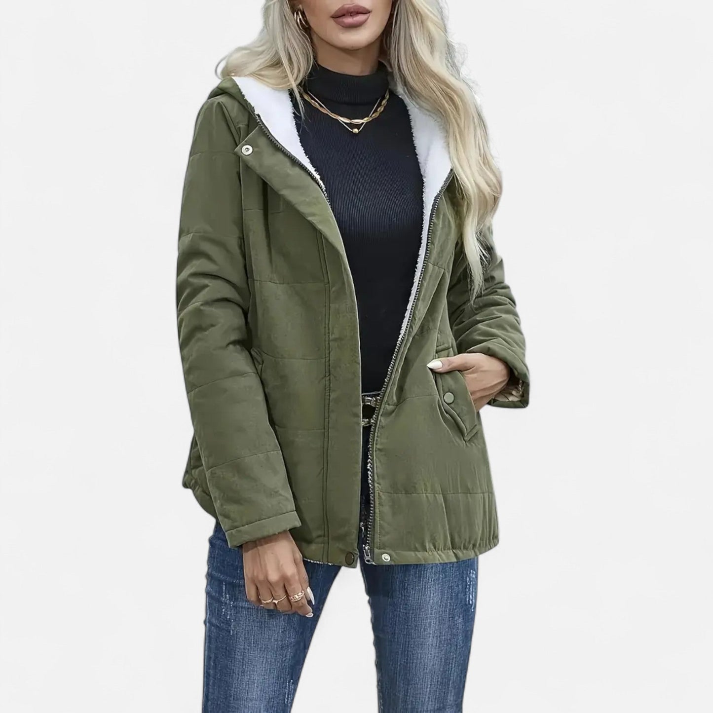 Chaqueta Mujer Invierno con Forro Polar Acolchada
