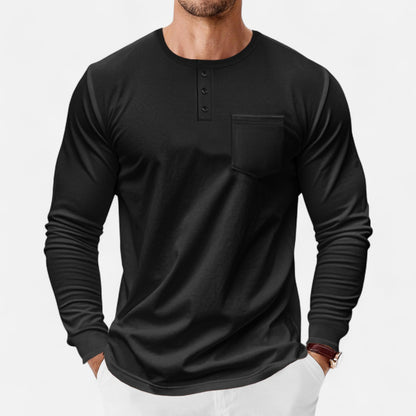 Camisa Henley Hombre Algodón Manga Larga Estilo Riviera - Mavetta