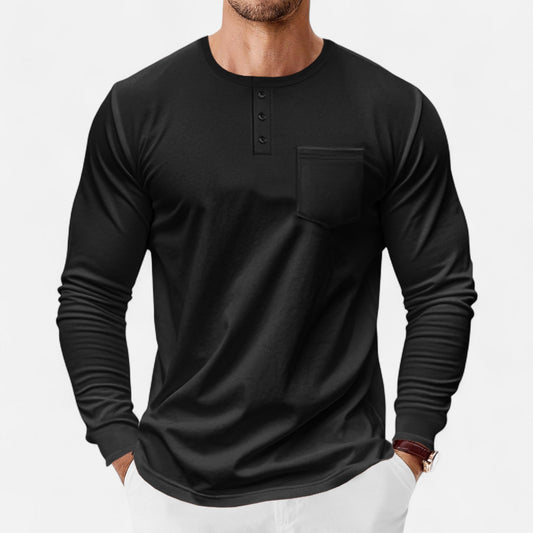 Camisa Henley Hombre Algodón Manga Larga Estilo Riviera - Mavetta