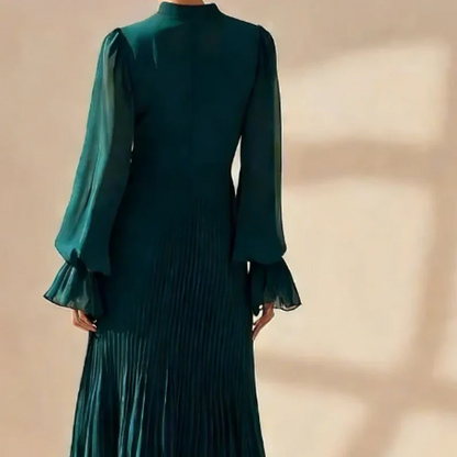 Vestido mujer elegante escote ojo de cerradura y volantes