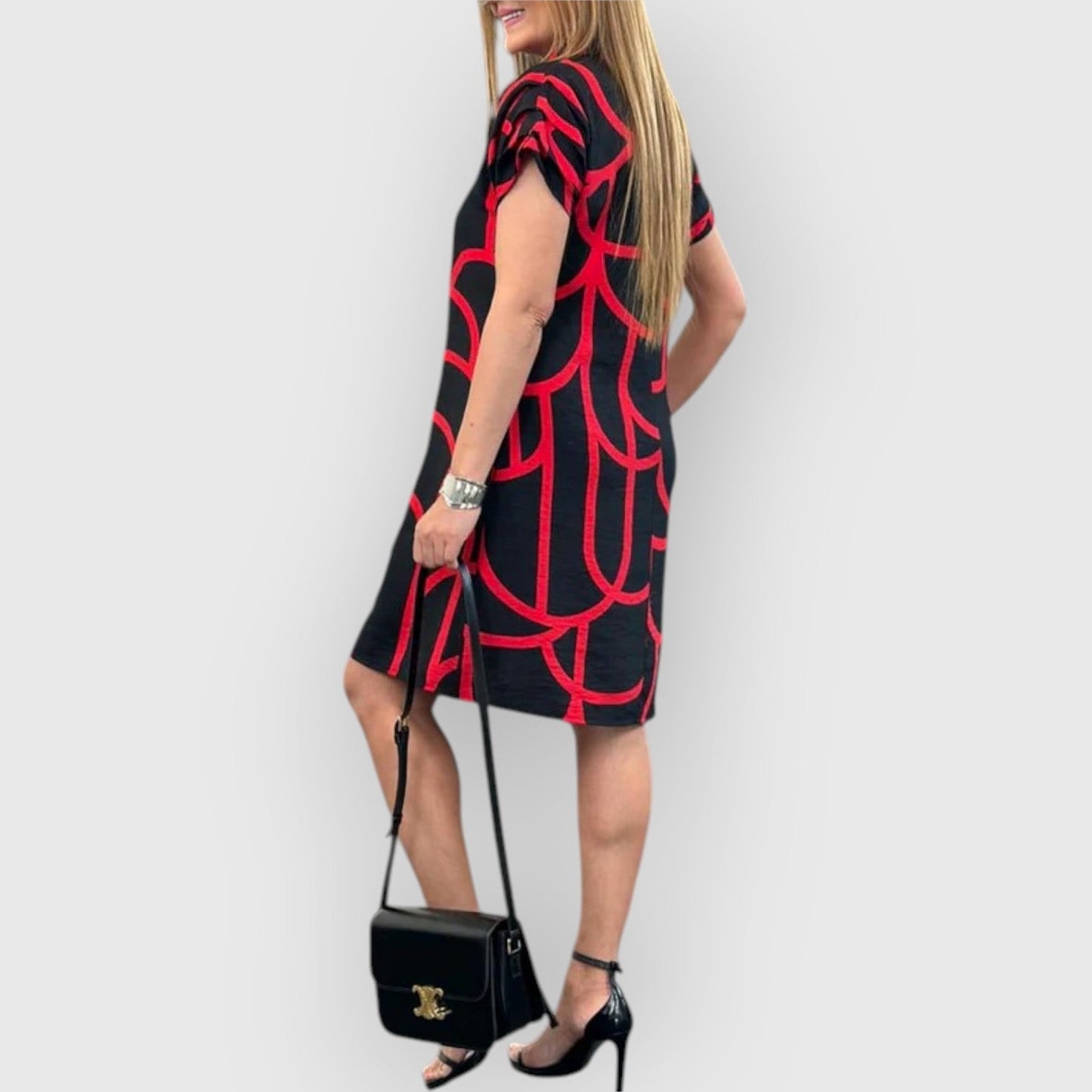 Vestido recto mujer Cuello polo Manga corta
