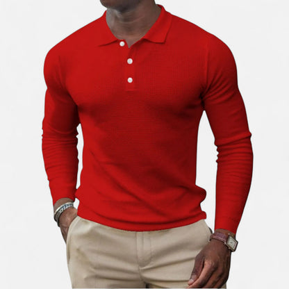 Polo hombre de algodón perlado manga larga estilo business