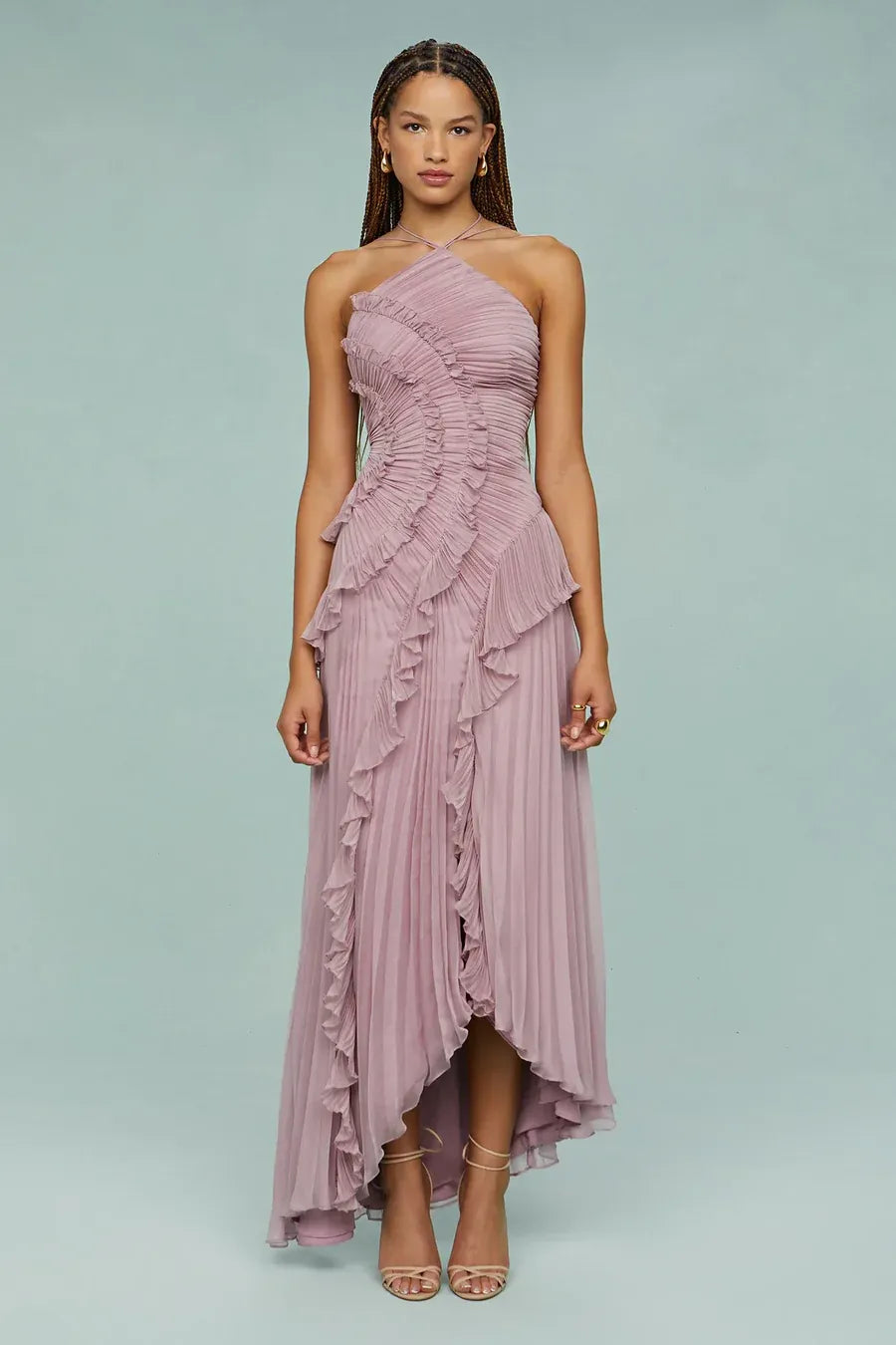 Vestido largo mujer cruzado con estampado romántico