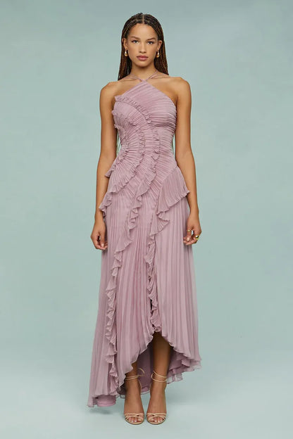 Vestido largo mujer cruzado con estampado romántico