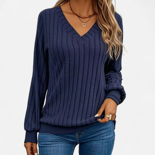 Jersey Mujer Acanalado Cuello en V - Mavetta