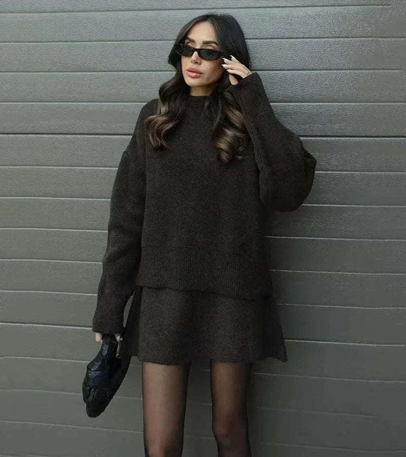 Conjunto Mujer de Punto Oversize Minifalda
