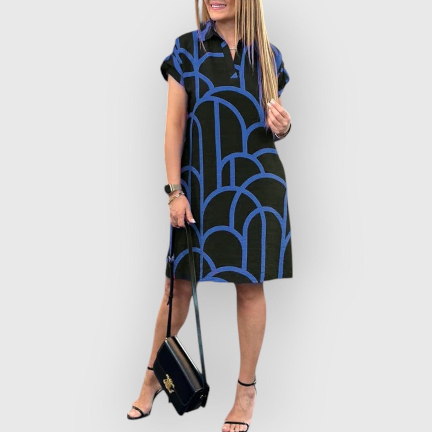 Vestido recto mujer Cuello polo Manga corta