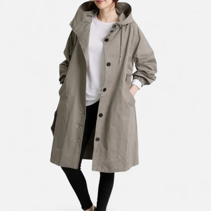Gabardina Mujer Impermeable con Capucha Corte Atemporal