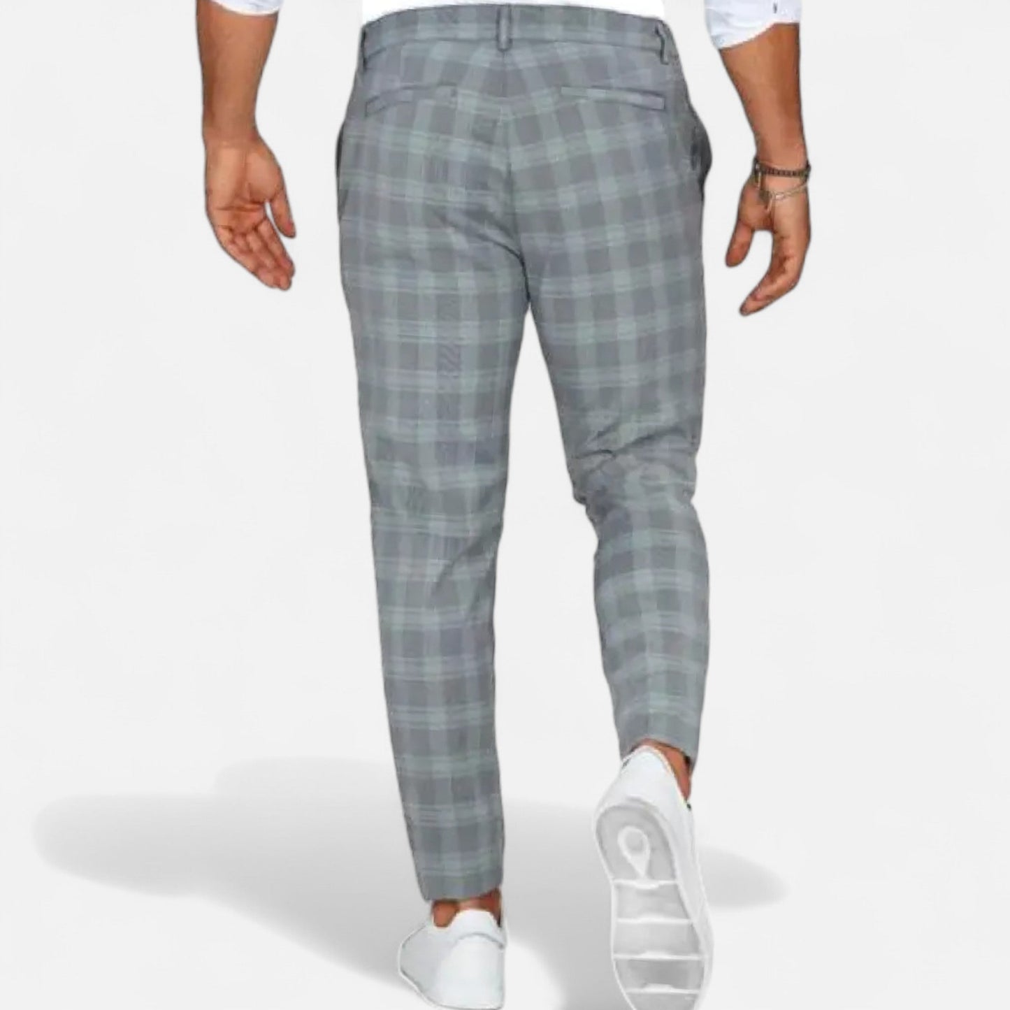 Pantalones Chinos Hombre Slim Fit Cuadro Clásico Stretch