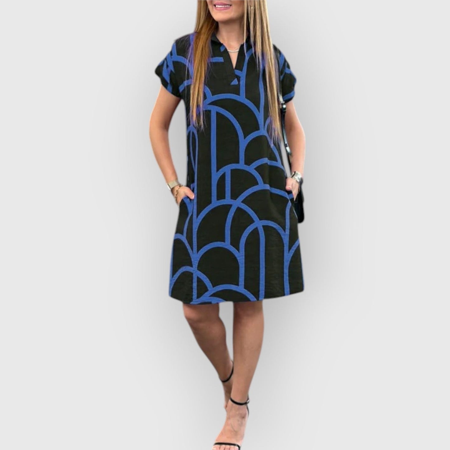 Vestido recto mujer Cuello polo Manga corta