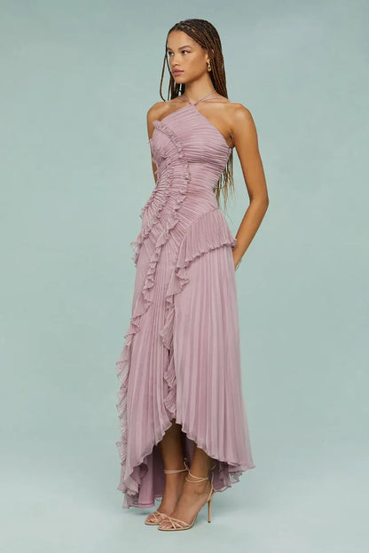 Vestido largo mujer cruzado con estampado romántico