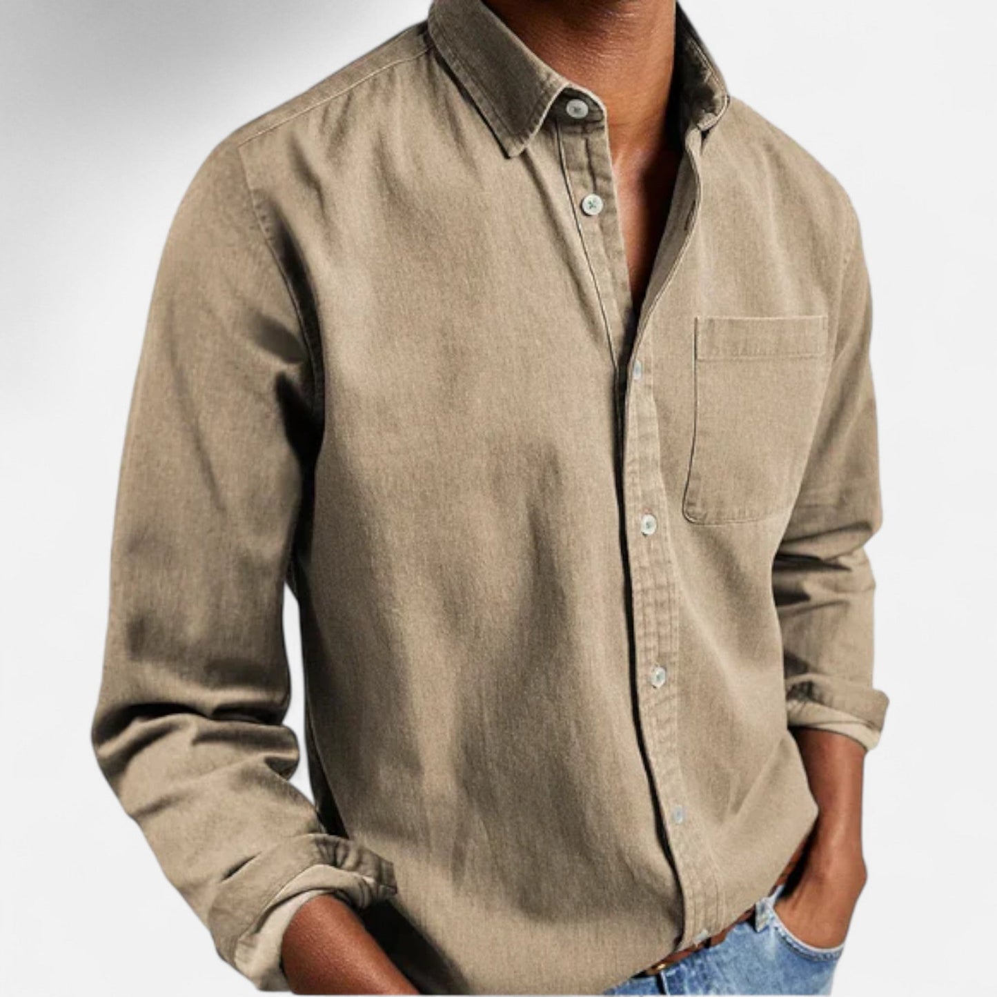 Camisa Hombre Denim Algodón Corte Clásico