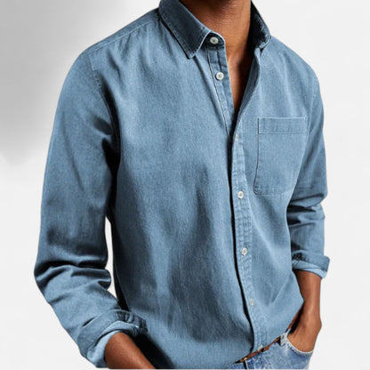 Camisa Hombre Denim Algodón Corte Clásico