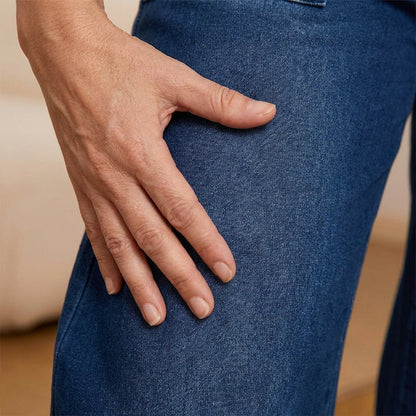 Pantalones Vaqueros Mujer Cintura con Cordón Pierna Ancha