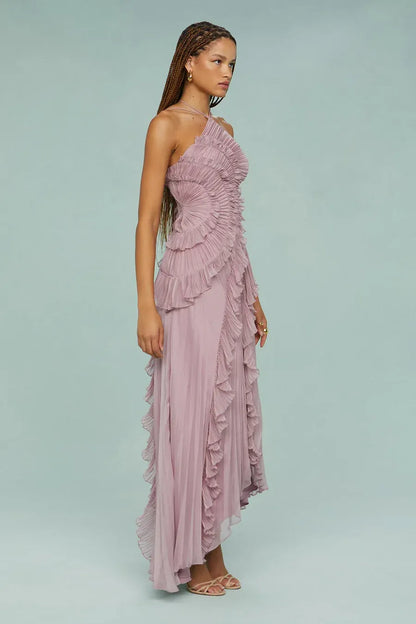 Vestido largo mujer cruzado con estampado romántico