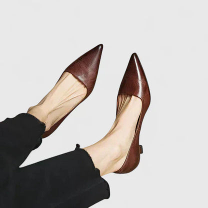 Tacones mujer ortopédicos punta fina tacón bajo cómodo