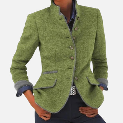 Abrigo Mujer Lana Imitación Corte Elegante Invierno