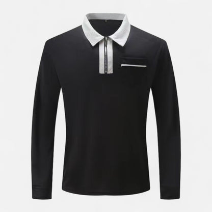 Polo Hombre Algodón Cuello Solapa Cremallera Casual