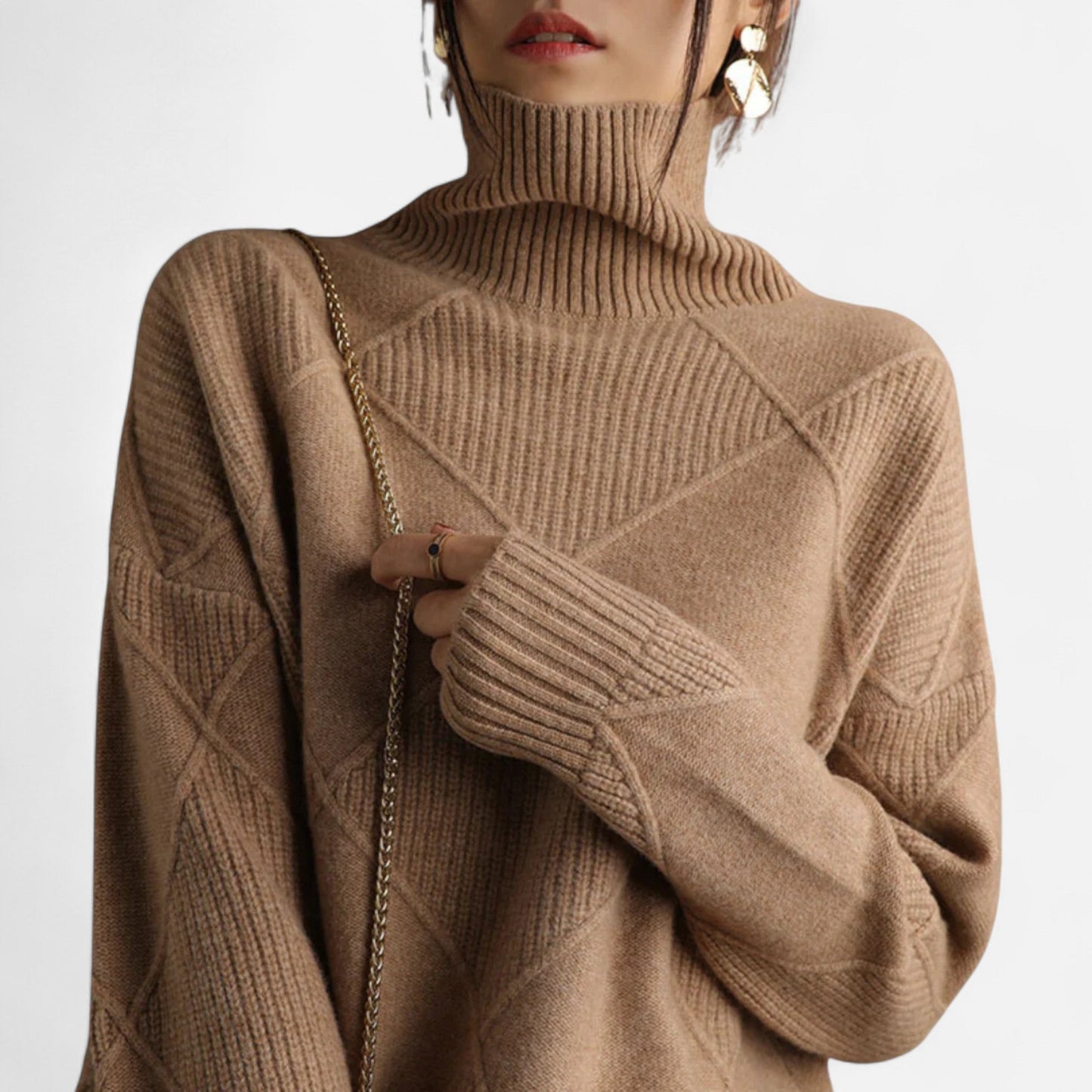 Suéter Mujer de Cachemira Cuello Alto Envolvente