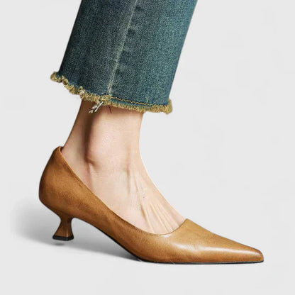 Tacones mujer ortopédicos punta fina tacón bajo cómodo