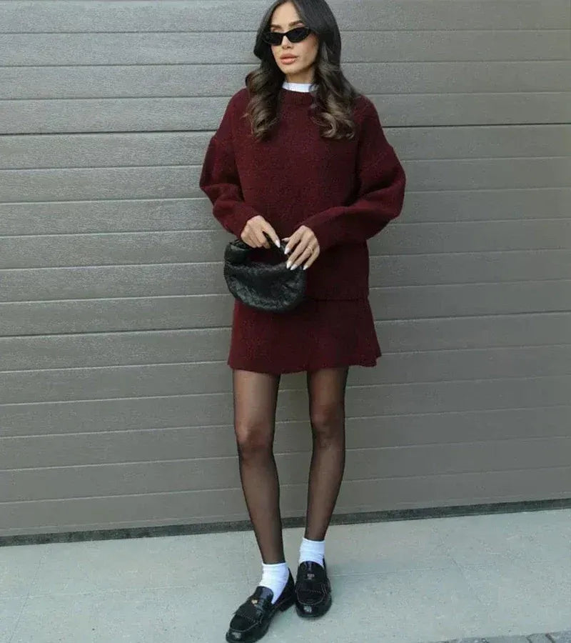 Conjunto Mujer de Punto Oversize Minifalda