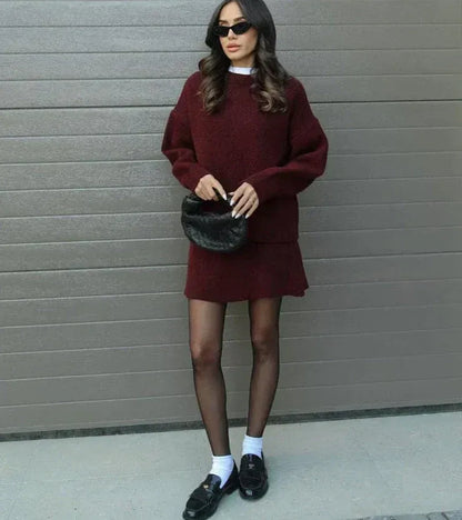 Conjunto Mujer de Punto Oversize Minifalda