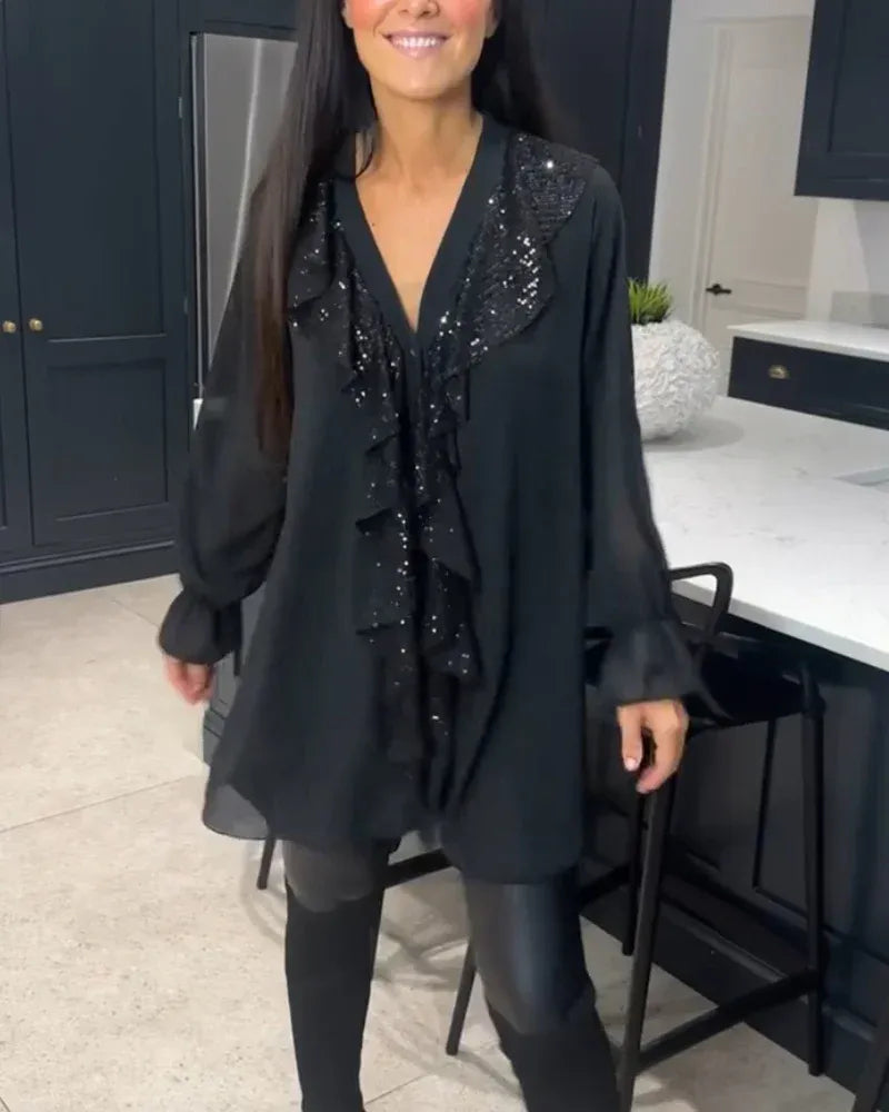 Blusa Mujer Elegante con Detalle de Volantes
