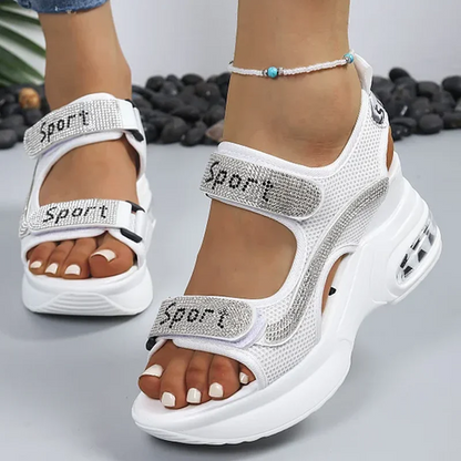 Sandalias Mujer Ortopédicas Cuña Detalles Brillantes