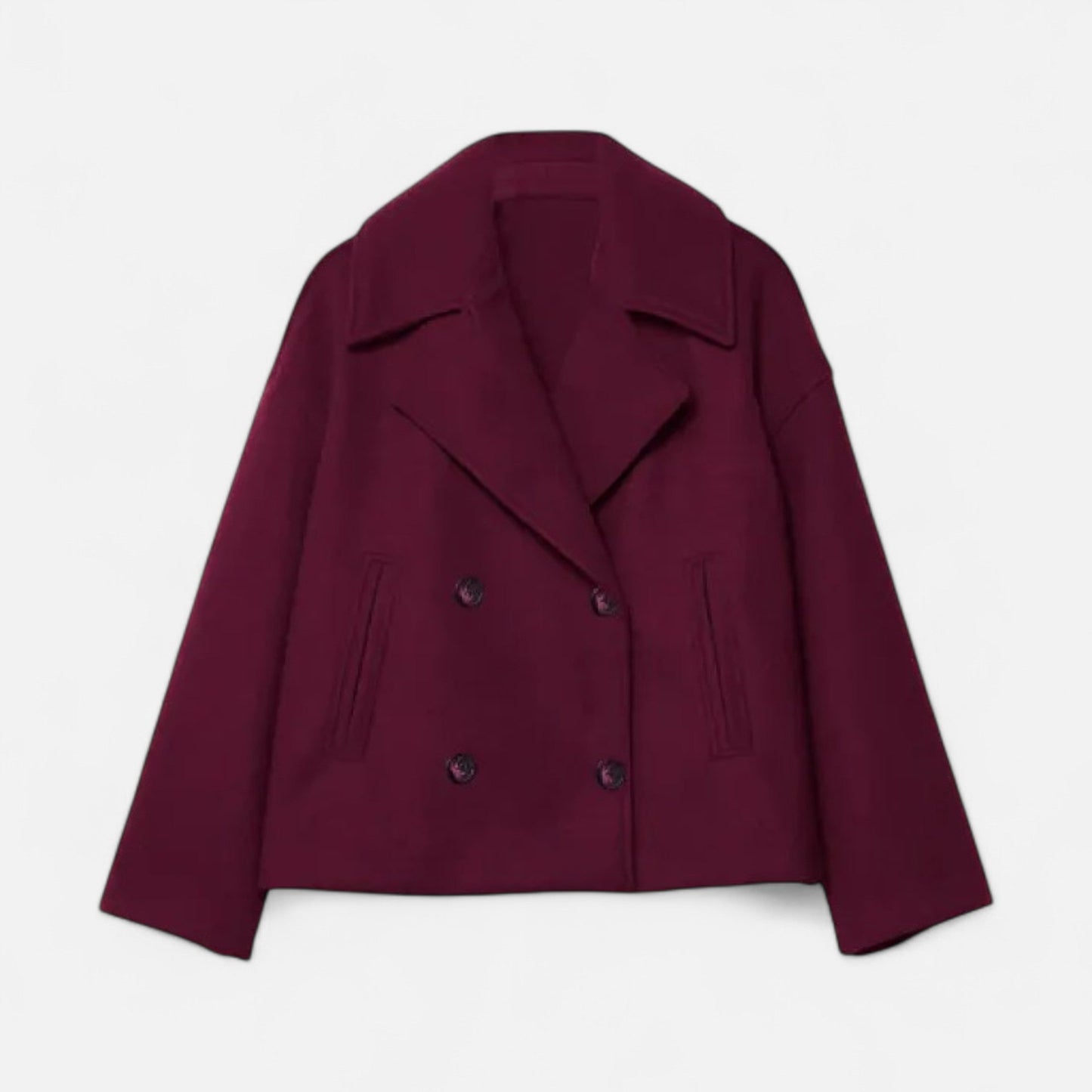 Abrigo Corto Mujer Oversize de Lana Elegante