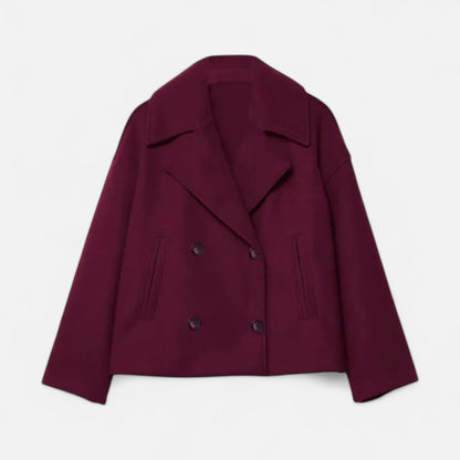 Abrigo Corto Mujer Oversize de Lana Elegante