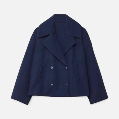Abrigo Corto Mujer Oversize de Lana Elegante