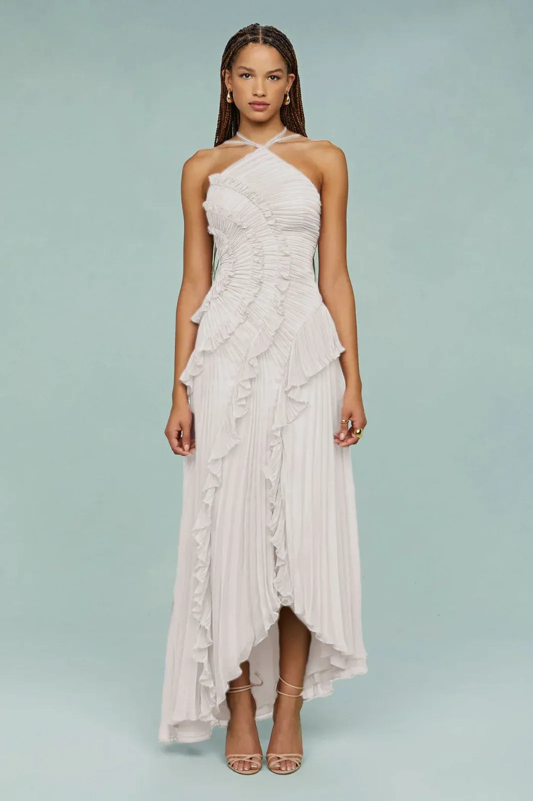 Vestido largo mujer cruzado con estampado romántico