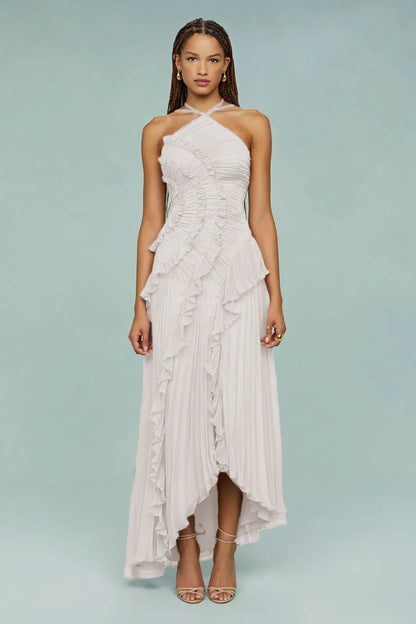 Vestido largo mujer cruzado con estampado romántico