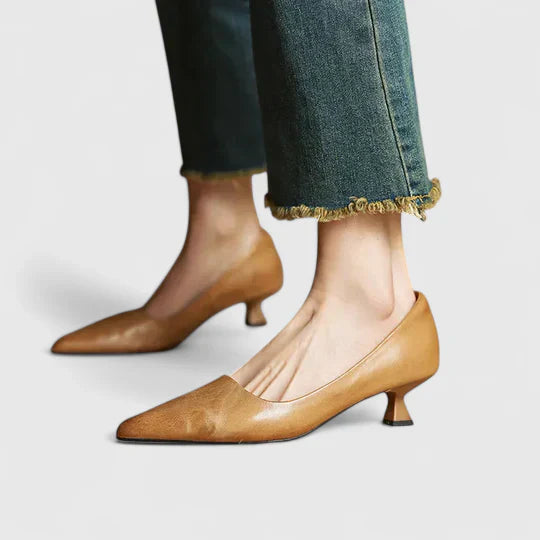 Tacones mujer ortopédicos punta fina tacón bajo cómodo