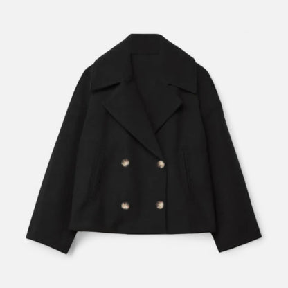 Abrigo Corto Mujer Oversize de Lana Elegante