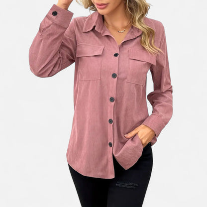 Camisa Mujer de Pana Bolsillos de Solapa