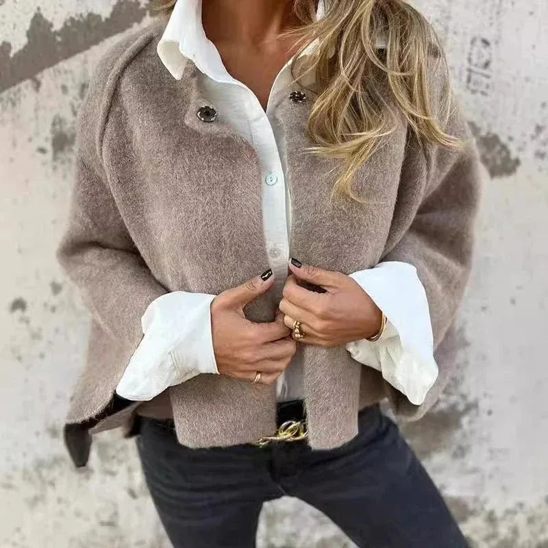 Chaqueta Mujer Suave Cuello Redondo