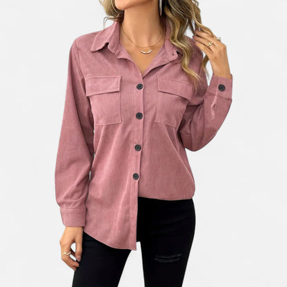 Camisa Mujer de Pana Bolsillos de Solapa