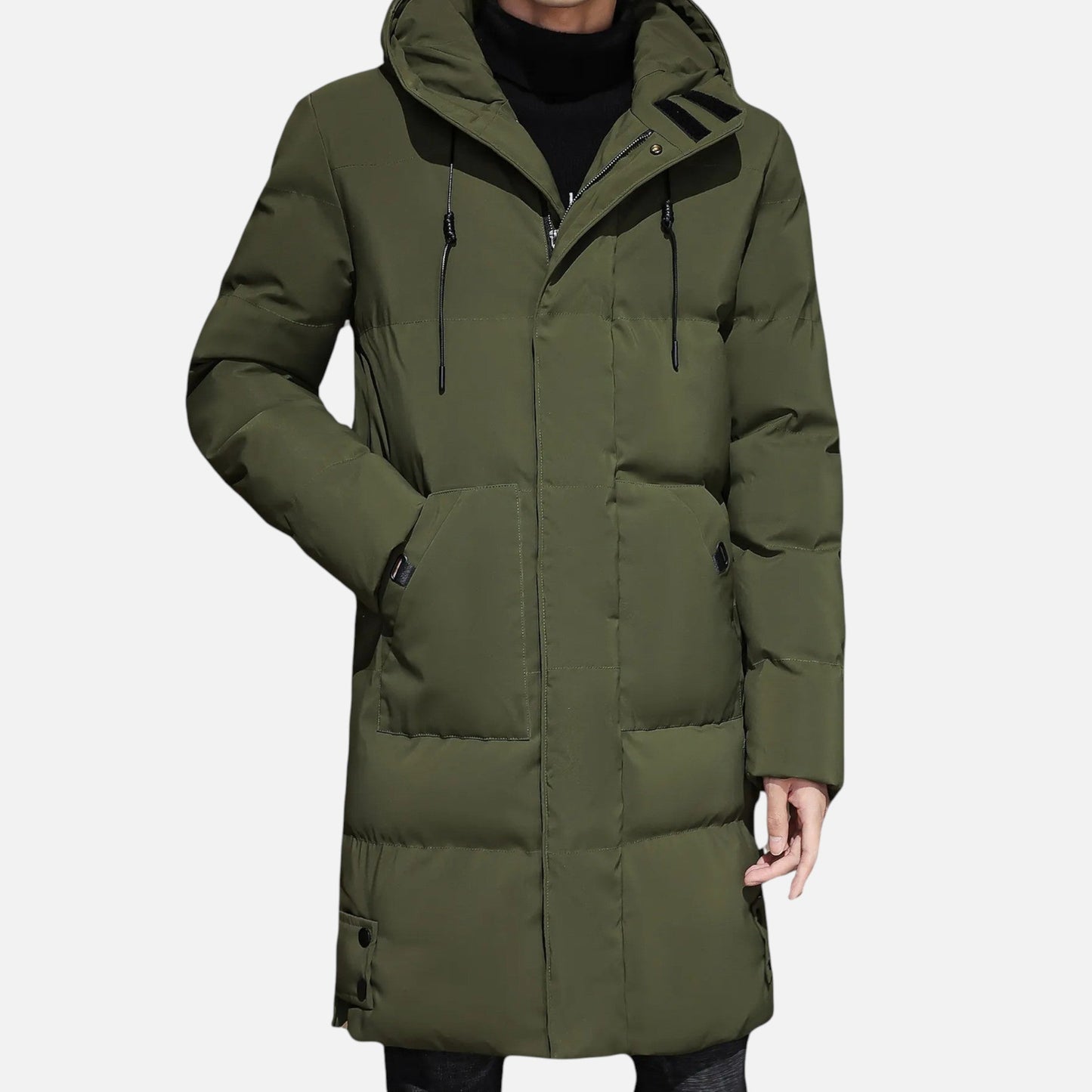 Chaqueta Hombre Acolchada Larga Invierno con Capucha