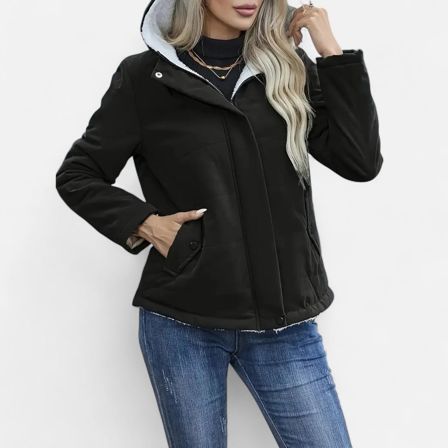 Chaqueta Mujer Invierno con Forro Polar Acolchada