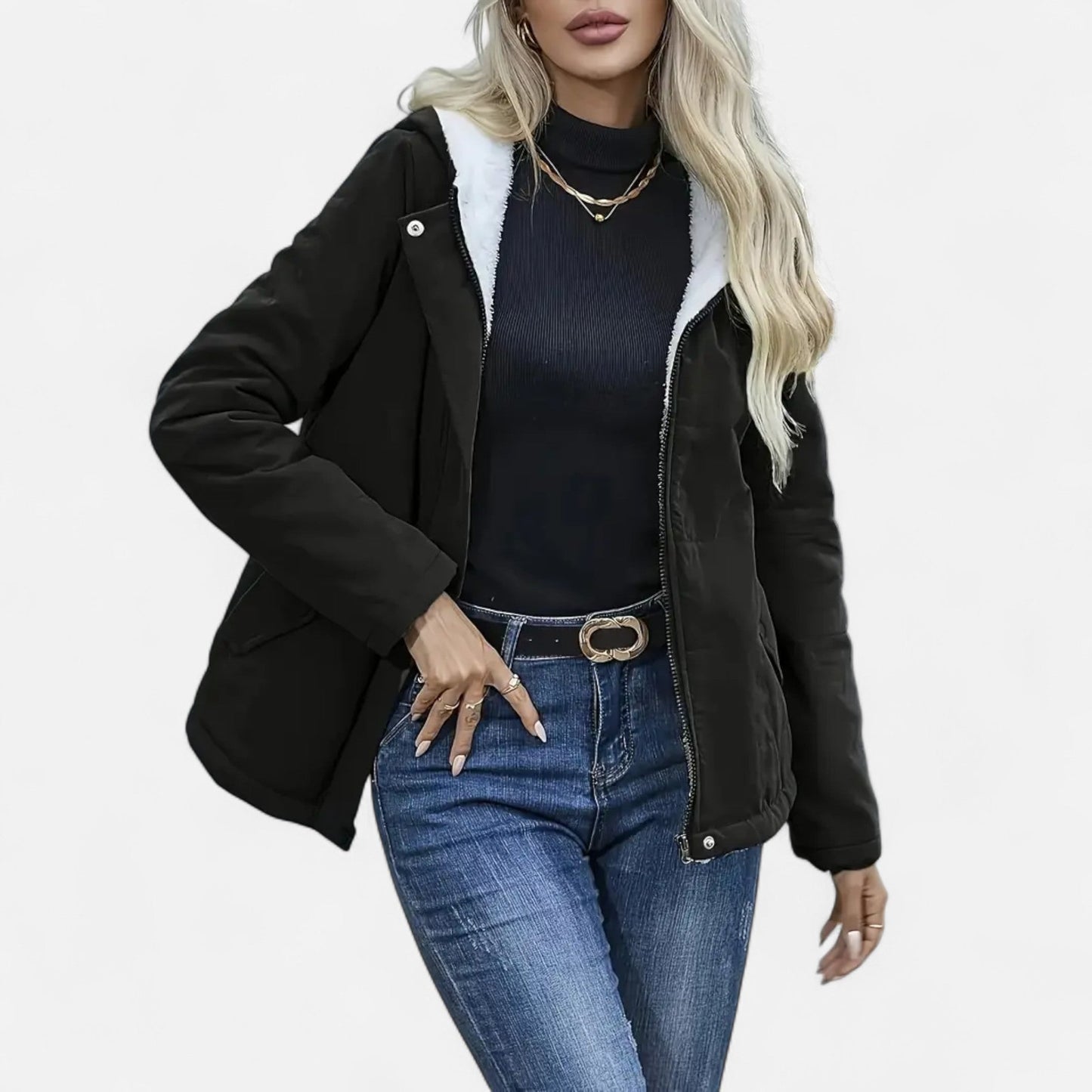 Chaqueta Mujer Invierno con Forro Polar Acolchada