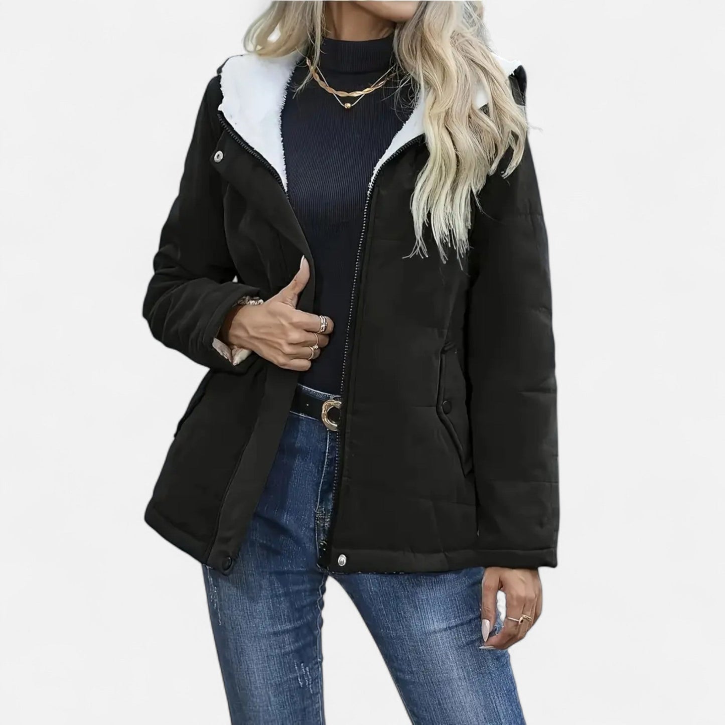Chaqueta Mujer Invierno con Forro Polar Acolchada