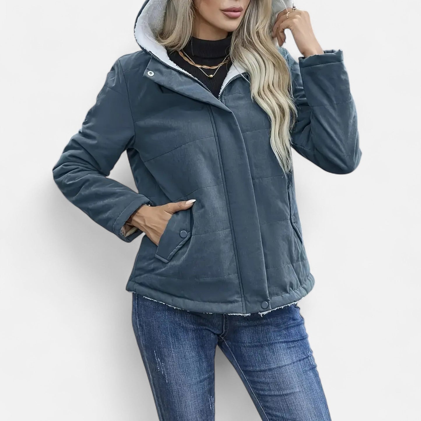 Chaqueta Mujer Invierno con Forro Polar Acolchada