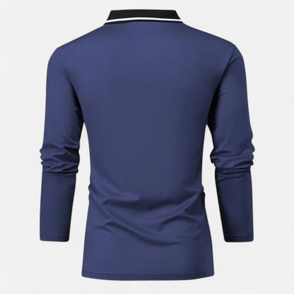 Polo Hombre Algodón Manga Larga Estilo Rugby