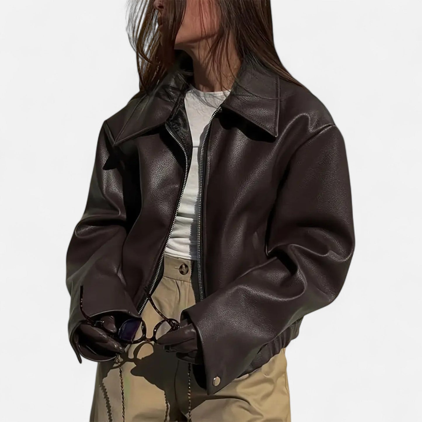 Chaqueta Motera Mujer de Polipiel Ajuste Slim