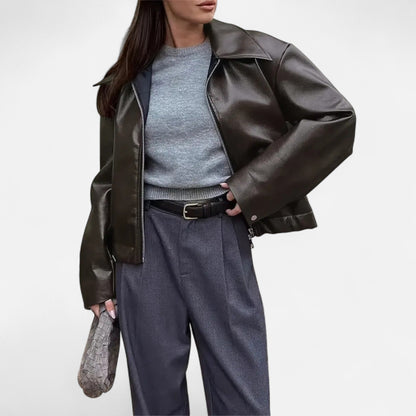 Chaqueta Motera Mujer de Polipiel Ajuste Slim