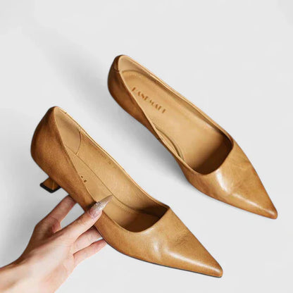 Tacones mujer ortopédicos punta fina tacón bajo cómodo