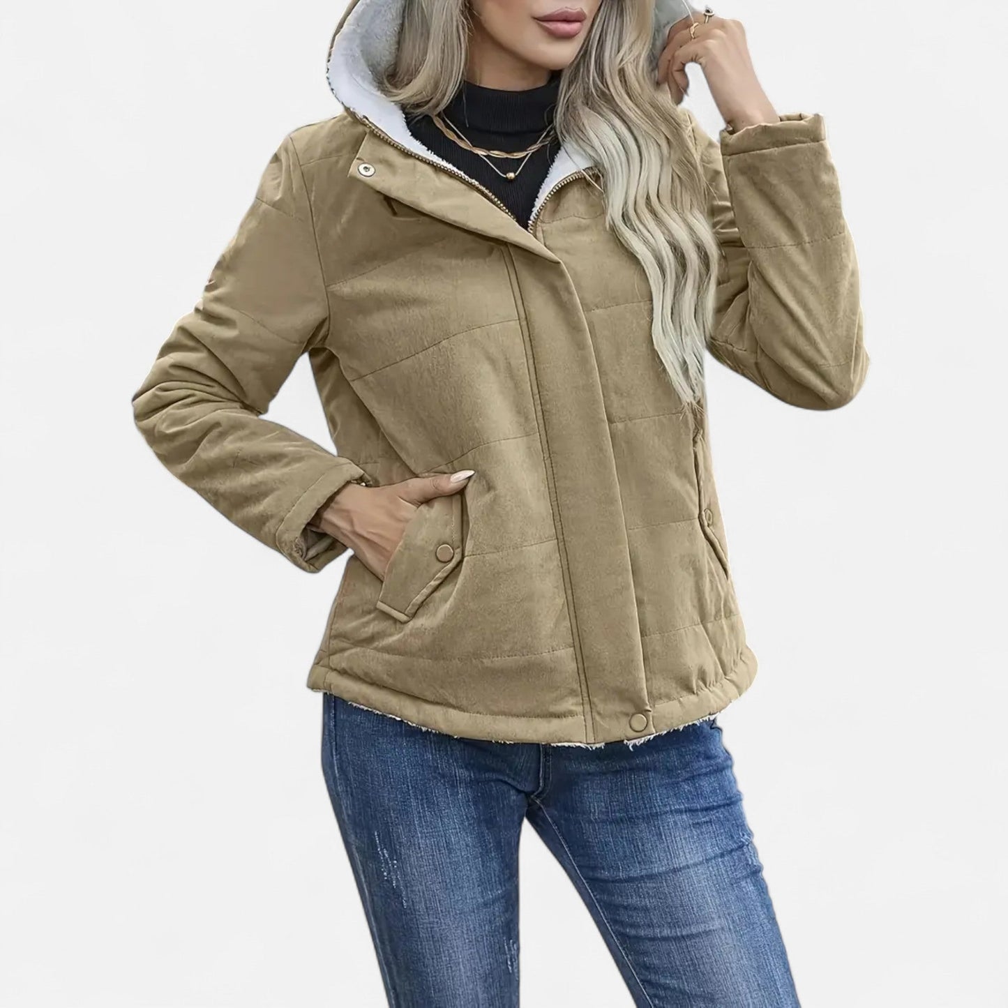 Chaqueta Mujer Invierno con Forro Polar Acolchada